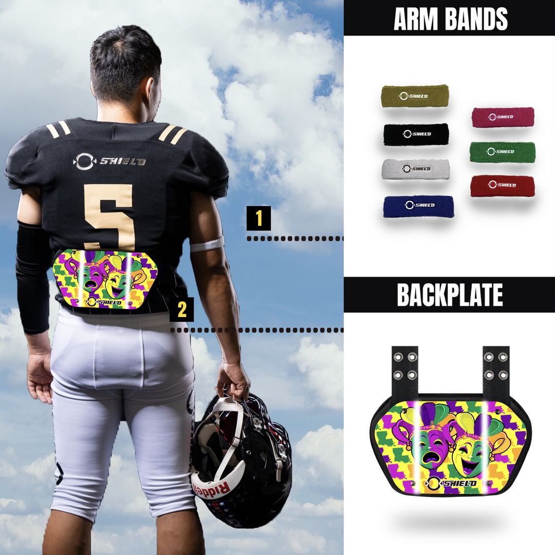 O Shield State of LOUISIANA Football Back Plate, Lower Back Pads for Football Players, Rear Protector, Universal Fit