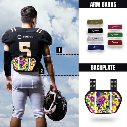 O Shield State of LOUISIANA Football Back Plate, Lower Back Pads for Football Players, Rear Protector, Universal Fit