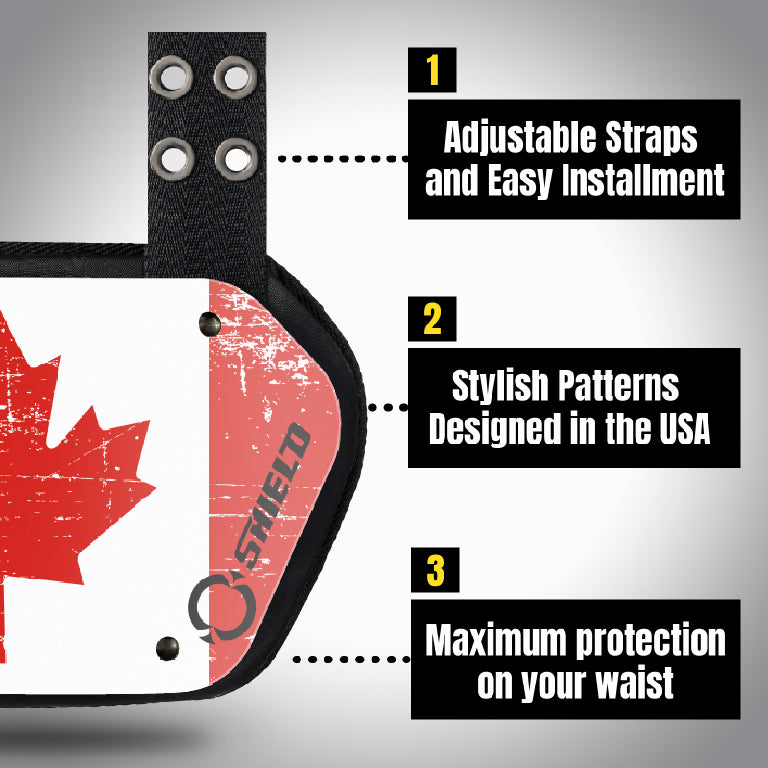 O Shield Canada Flag Football Back Plate, Lower Back Pads for Football Players, Rear Protector