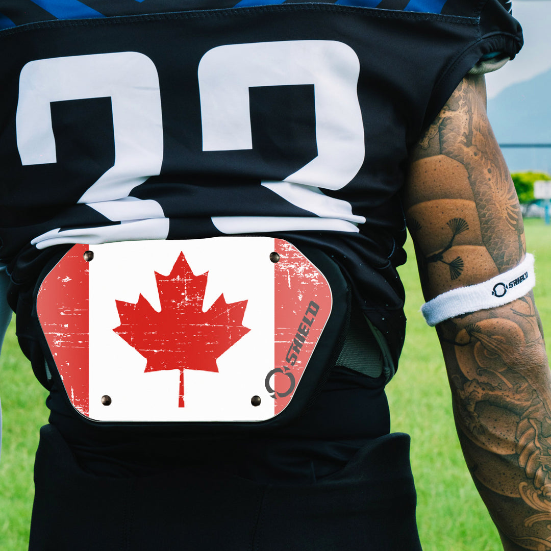 O Shield Canada Flag Football Back Plate, Lower Back Pads for Football Players, Rear Protector