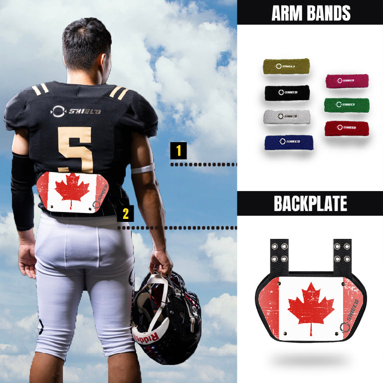 O Shield Canada Flag Football Back Plate, Lower Back Pads for Football Players, Rear Protector