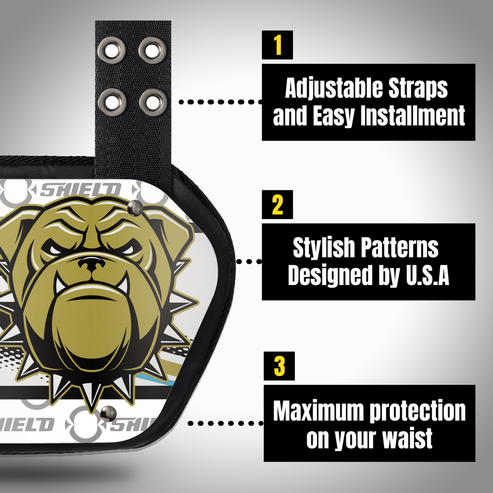 O Shield Danger Dog Football Back Plate- Vegas Gold