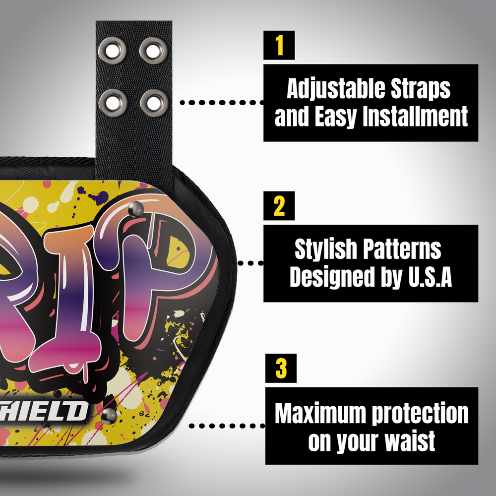 O Shield DRIP Football Back Plate, Lower Back Pads for Football Players, Rear Protector, Universal Fit