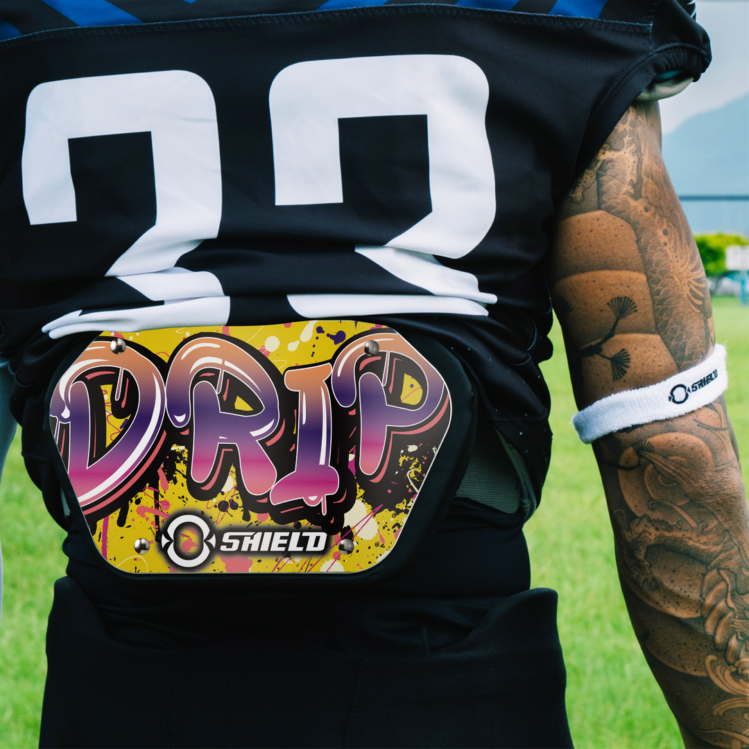 O Shield DRIP Football Back Plate, Lower Back Pads for Football Players, Rear Protector, Universal Fit