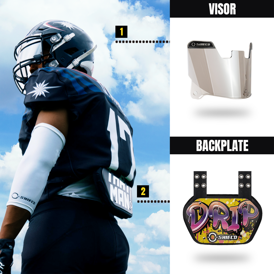O Shield DRIP Football Back Plate, Lower Back Pads for Football Players, Rear Protector, Universal Fit