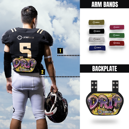 O Shield DRIP Football Back Plate, Lower Back Pads for Football Players, Rear Protector, Universal Fit
