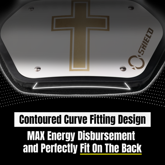 O Shield Golden Cross White Chrome Football Back Plate, Back Plate for Football, Lower Back Pads for Football Players, Rear Protector