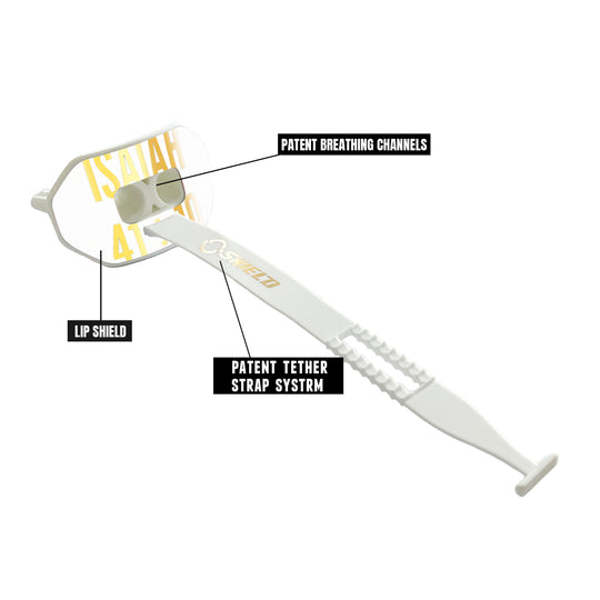 O Shield Vortex Series Football Mouthguard- ISAIAH 41:10 White