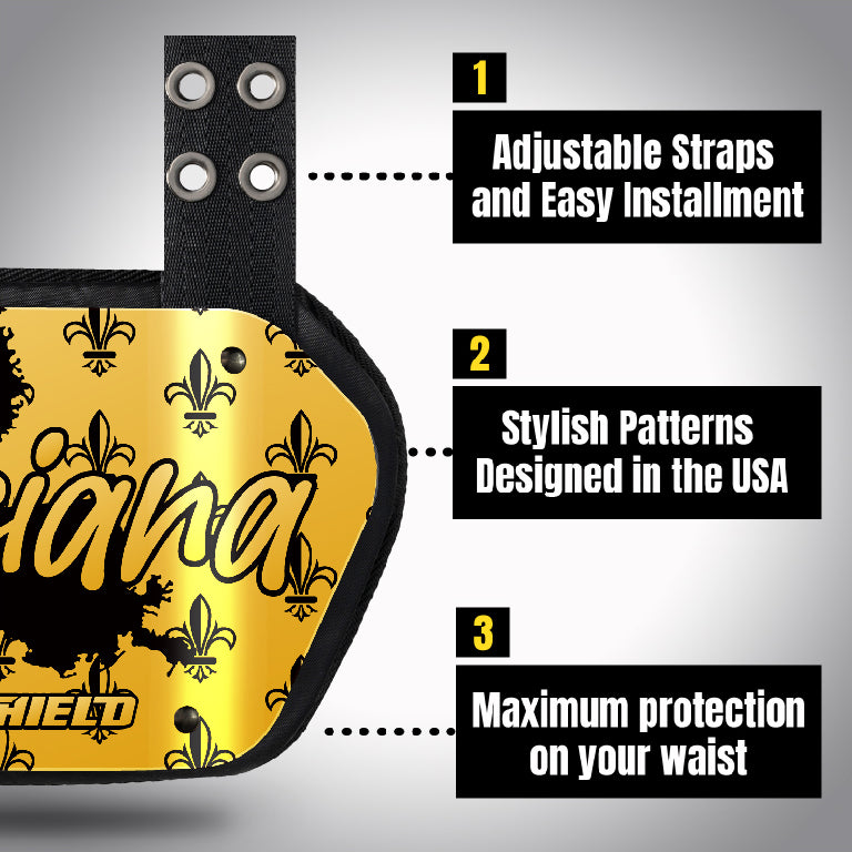 O Shield State of ‎Louisiana 2.0 Football Back Plate, Lower Back Pads for Football Players, Rear Protector, Universal Fit