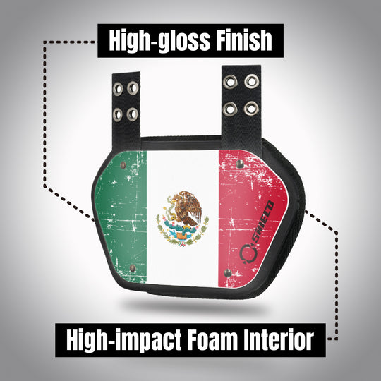 O Shield Mexican Flag Football Back Plate, Lower Back Pads for Football Players, Rear Protector