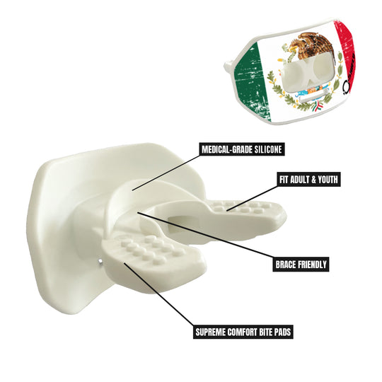 O Shield Vortex Series Football Mouthguard- Mexican Flag
