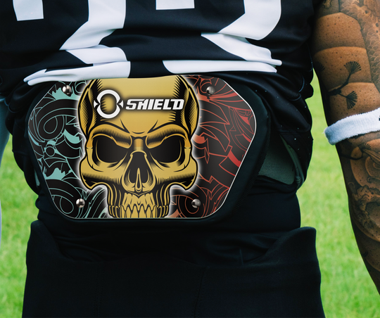 O Shield POWER SKULL Football Back Plate, Lower Back Pads for Football Players, Rear Protector, Universal Fit