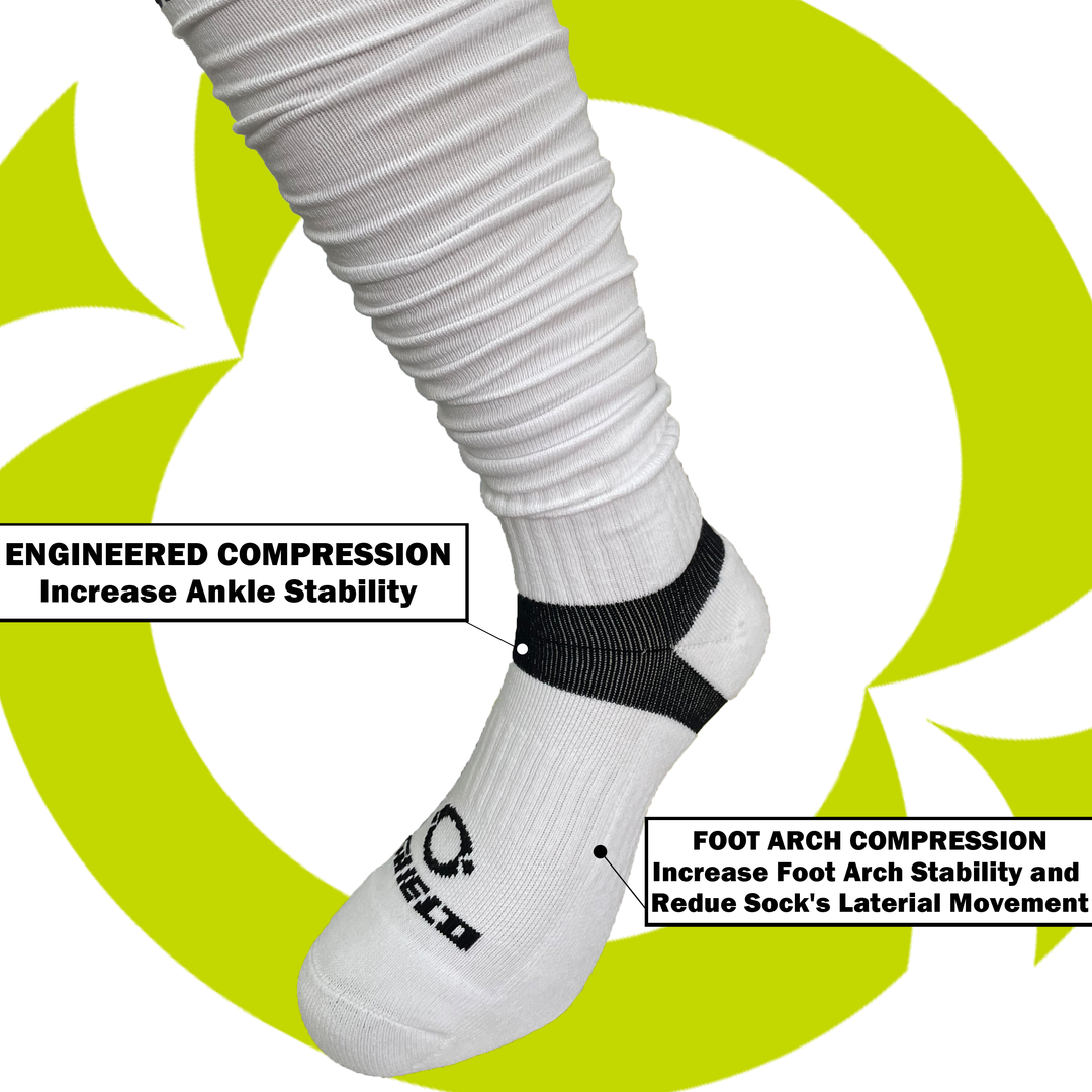 O Shield Football Scrunch Socks- White