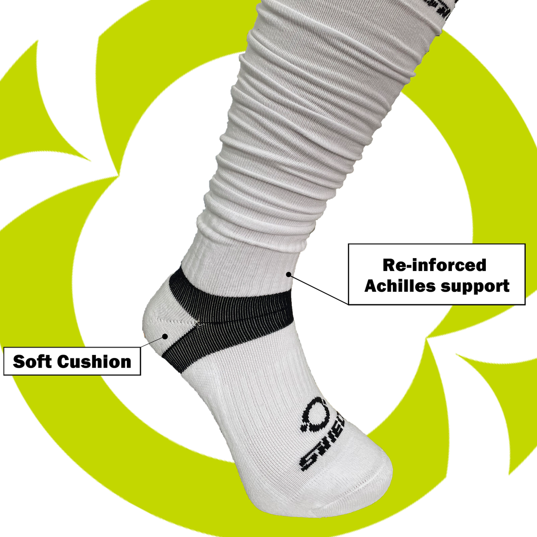 O Shield Football Scrunch Socks- White