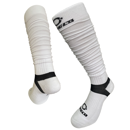 O Shield Football Scrunch Socks- White